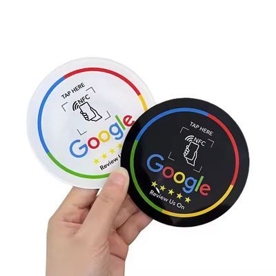 Προσαρμοσμένο 100*100mm Εποξικό Google Review NFC Sticke Τραπέζι Tag Για Yelp Tripadvisor